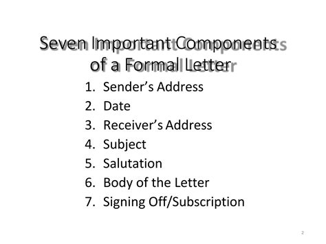 Components of a formal letter