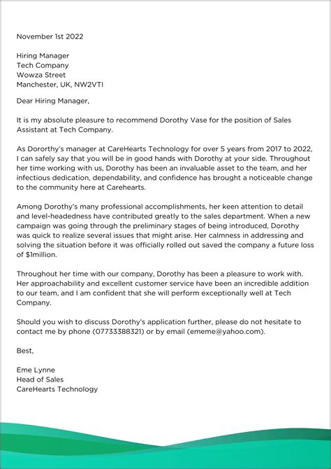 Components of recommendation letter