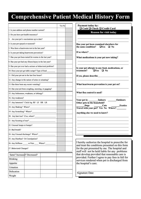 Comprehensive Health History Template