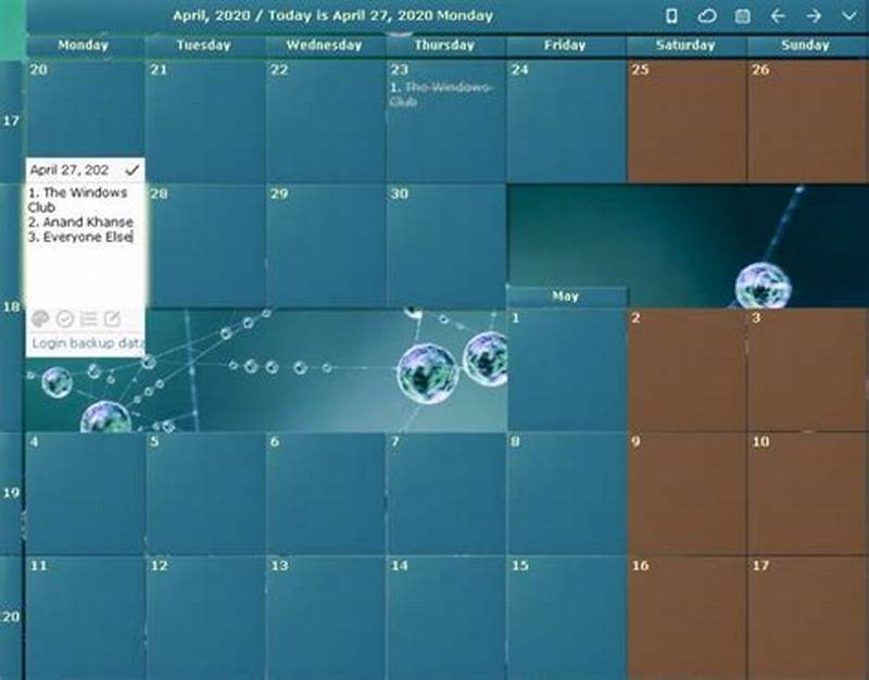 Computer Desktop Calendar App
