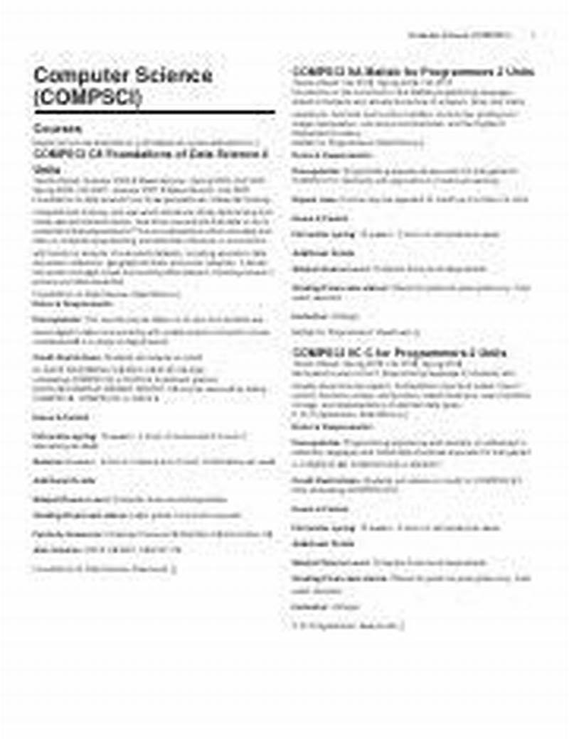 Computer Science Course Catalog For Uo