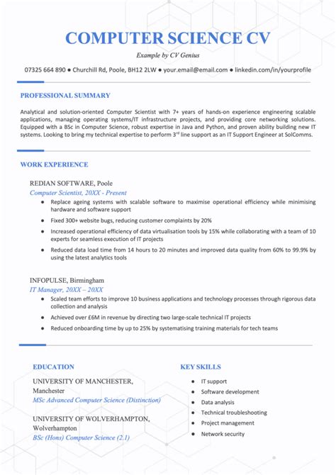 Computer Science Cv Template