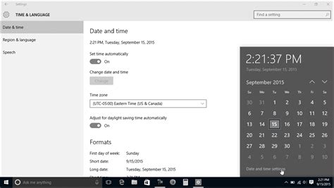 Computer date and time settings