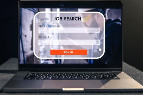 Computer screen with job application website