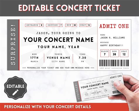 Concert Ticket Template Gift