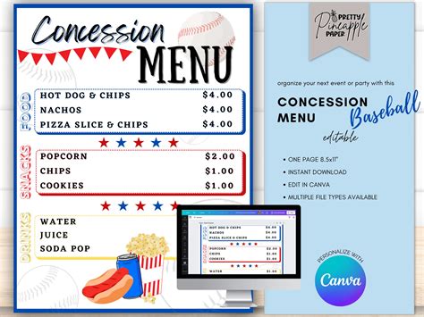 Concession Stand Menu Template