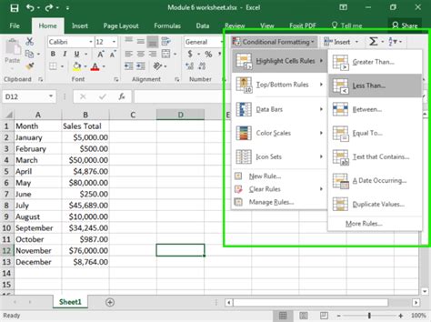 Conditional Formatting Button in Excel