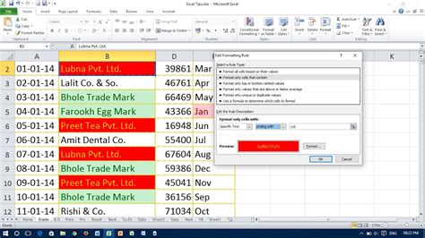 Conditional Formatting with Highlighting and Text