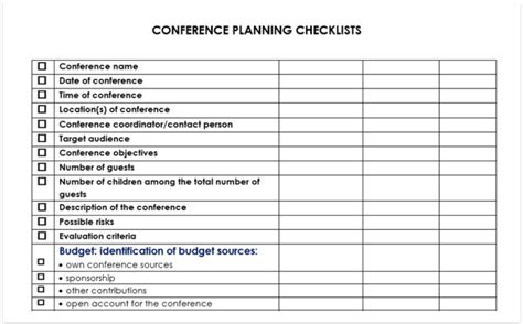 Conference Event Planning Checklist Template