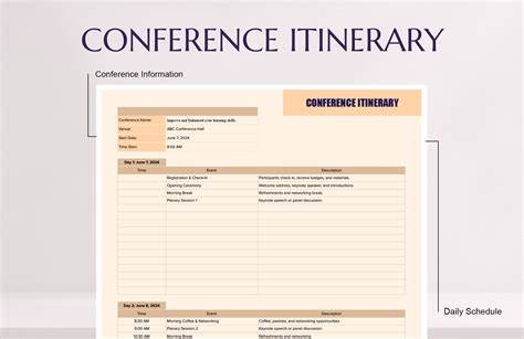 Conference Itinerary Template