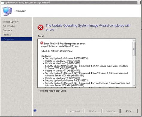 Troubleshooting Configuration Manager Scheduled Update Error