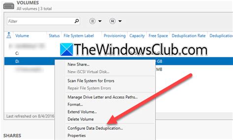 Configure Data Deduplication Option