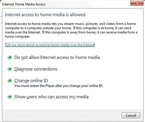 Confirm Internet Access to Home Media