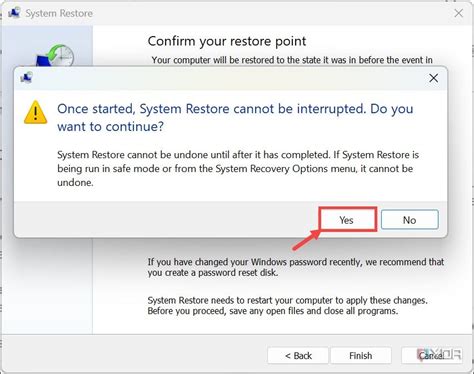 Confirm and Start System Restore