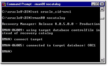 Connect To Rman Without A Recovery Catalog