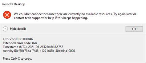 Connectivity Issues No Resource Available Azure Virtual Desktop