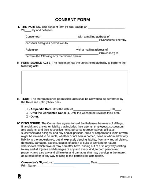 Consent Form Template Word