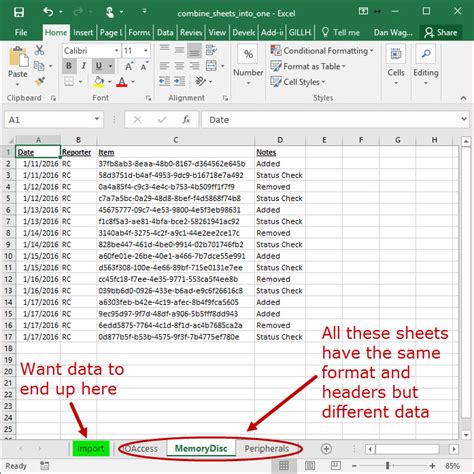 Spreadsheets into One