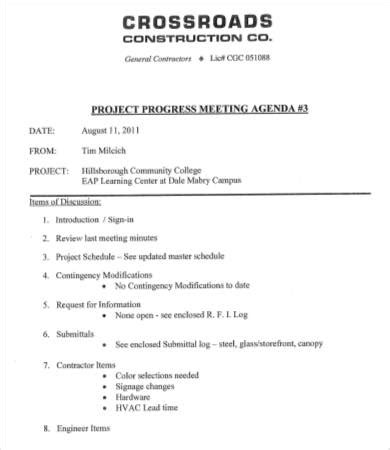 Construction Agenda Template