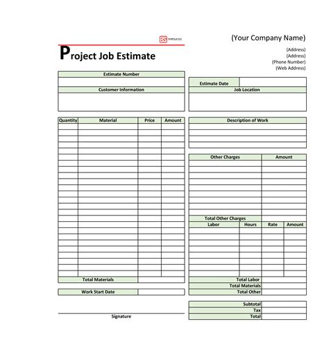 Construction Estimate Template Free