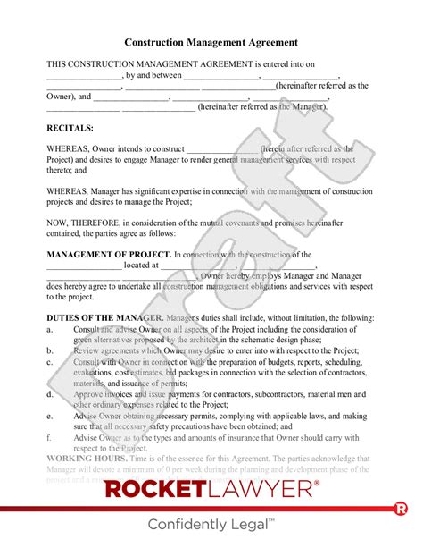 Construction Management Contract Template