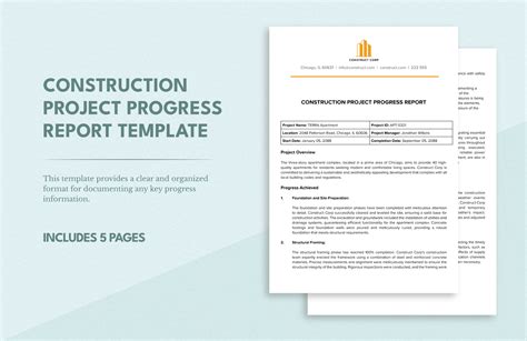 Construction Project Progress Report Template Excel