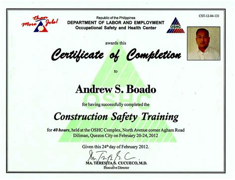 Construction Safety Officer Certificate