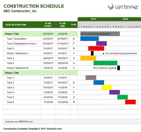 Construction Schedule Template For Excel