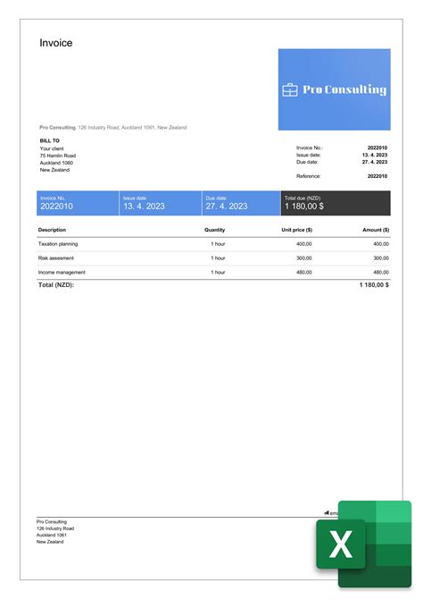 Consulting Services Invoice Template Free