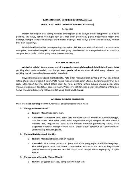 Contoh Abstraksi Sehari-hari