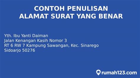 Contoh Alamat Surat Resmi