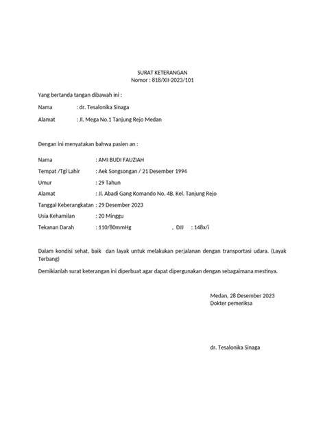 Contoh Format Surat Izin Terbang