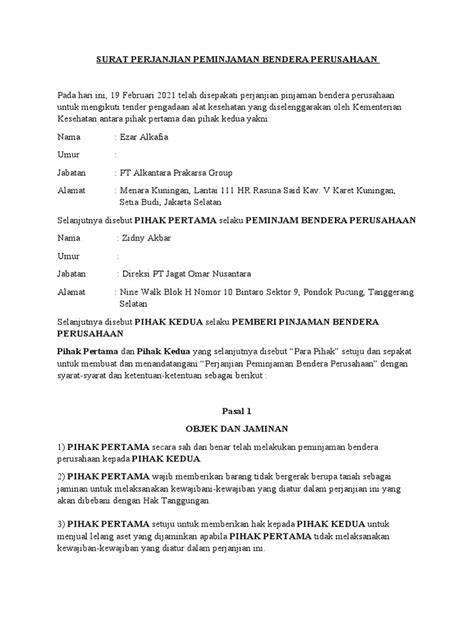 Contoh Format Surat Peminjaman Bendera