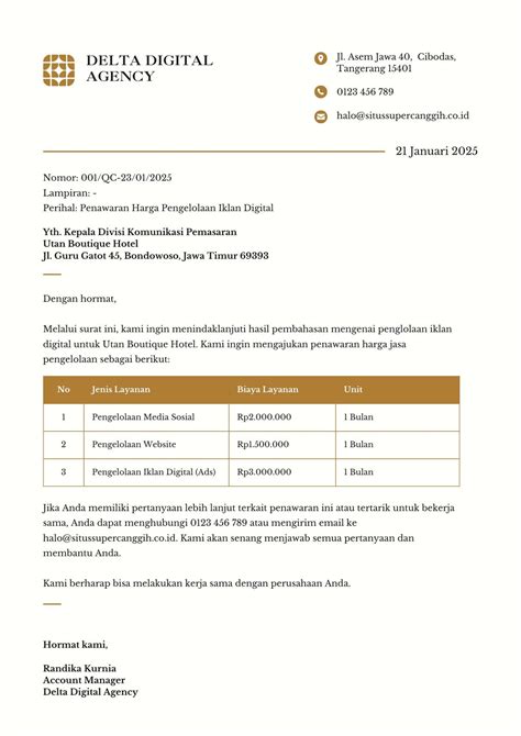 Contoh Format Surat Penawaran Interior