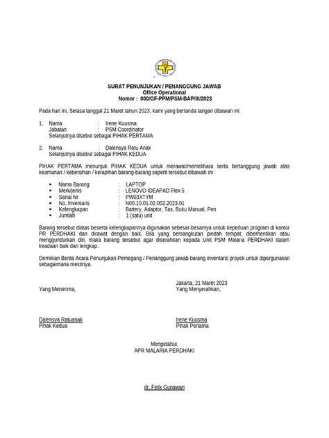Contoh Format Surat Penunjukan Cabang