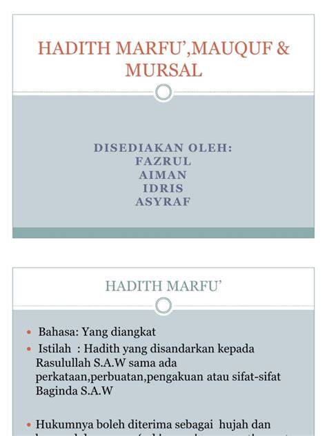 Contoh Hadis Mauquf