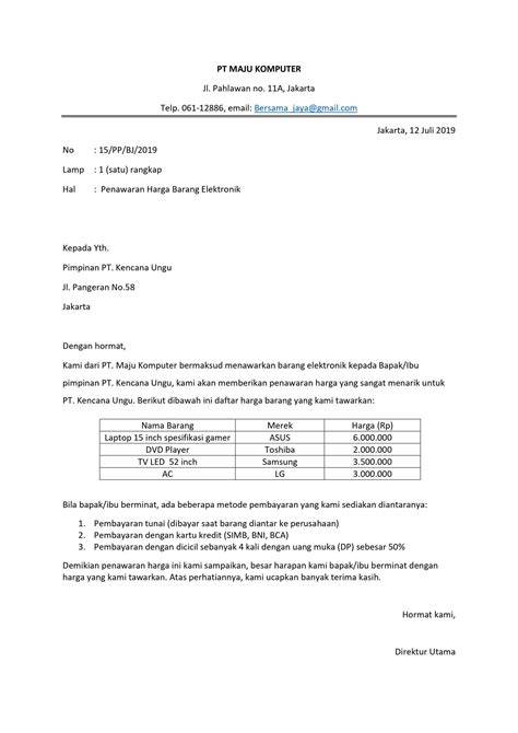 Contoh Isi Surat Penawaran