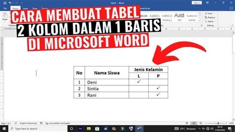 Contoh Kolom dalam Tabel