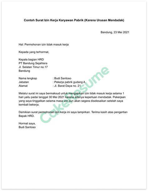 Contoh Konsep Surat Izin