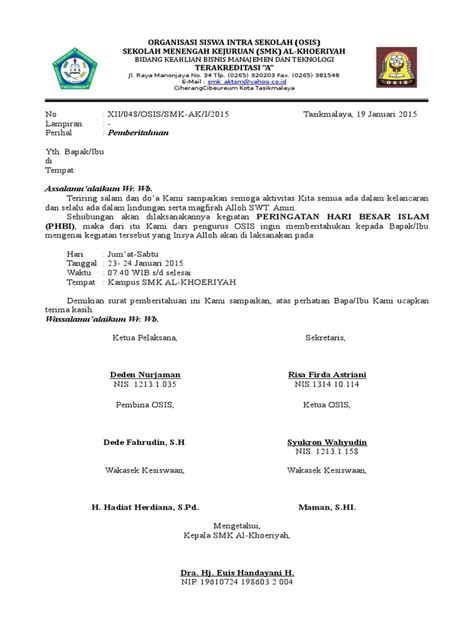 Contoh Kop Surat OSIS