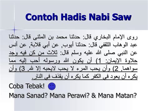 Contoh Matan Hadis Arab dan Terjemahan