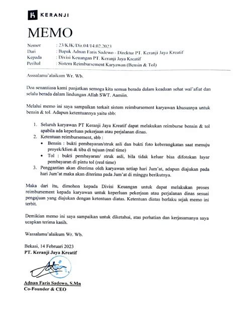 Contoh Memo