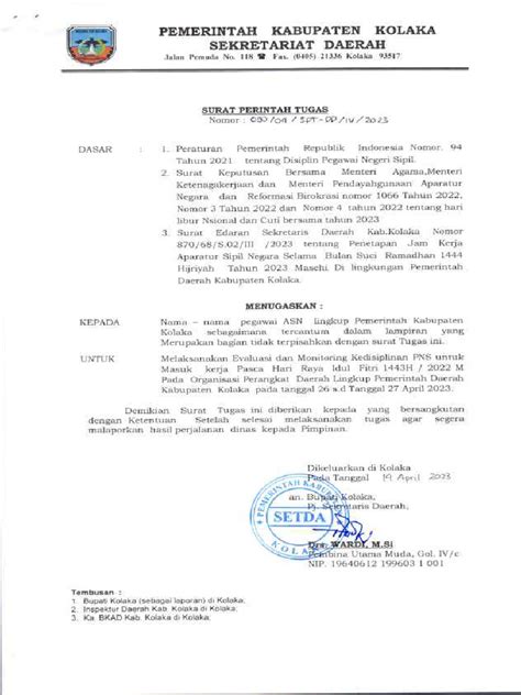 Contoh Nota Tugas Sidak