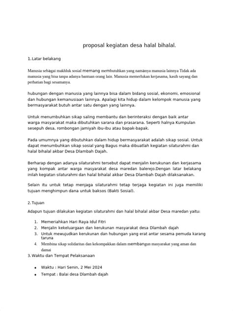 Contoh Proposal Halal Bihalal Desa