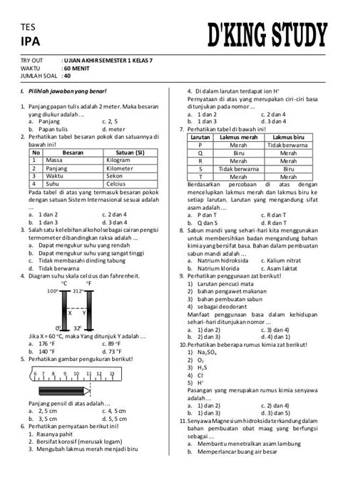 Contoh Soal IPA Kelas 8 Kimia