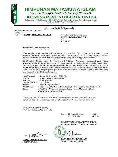 Contoh Surat Aksi