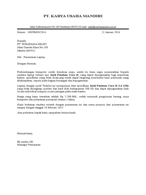 Contoh Surat Balasan Bisnis Block Style