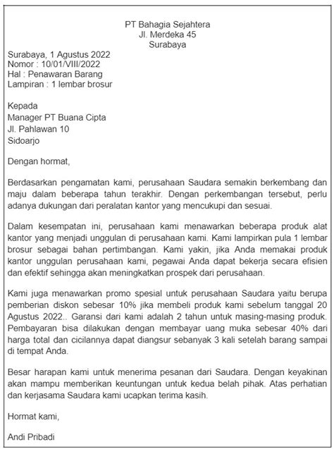 Contoh Surat Bisnis