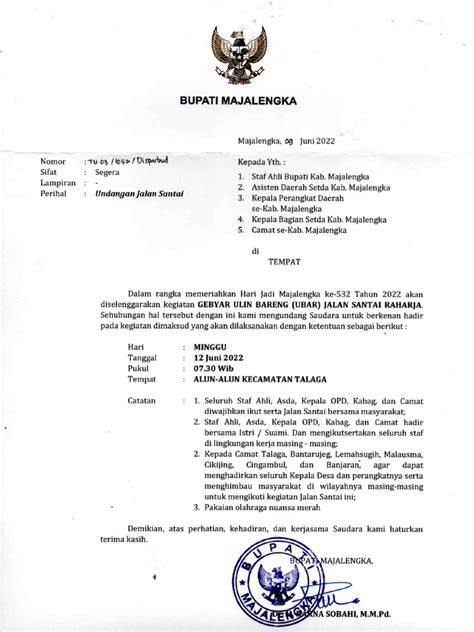 Contoh Surat Dinas Perangkat Daerah Format