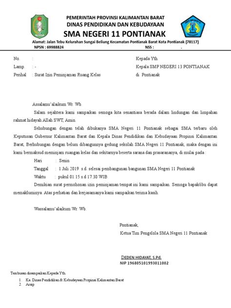 Contoh Surat Izin Pinjam Tempat